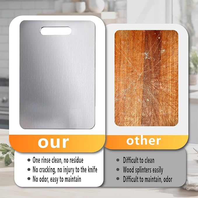 Titanium Cutting Board, 2 PCS Titanium Cutting Boards for Kitchen, Non Toxic, Double-Sided Food Grade Chopping Board for Outdoor Camping(15.6" x 11",15.6" x 11")