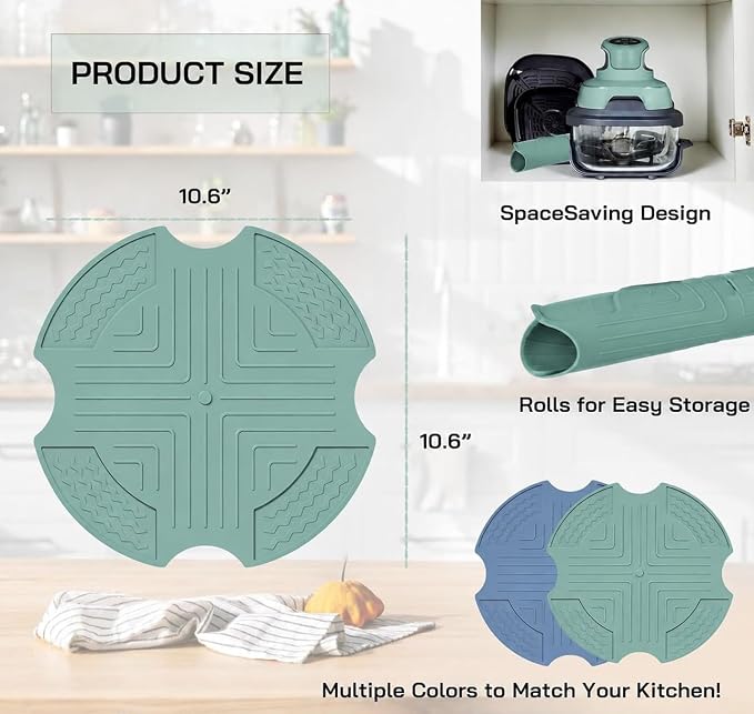 Silicone Heat Resistant Mat for Ninja Crispi Air Fryer, Non-Slip Hot Pad Protect Countertop from Heat Damage for Ninja Crispi Accessories Mint, Compatible with Ninja Airfryer FN101SG
