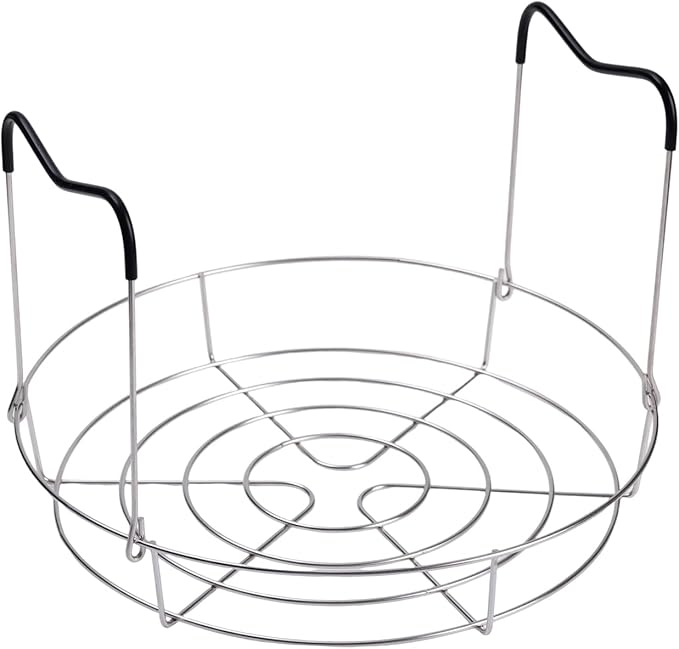 12in Stainless Steel Canning Rack, Heat Resistant Silicone Handles | Silver Stainless Steel Canning Rack for Regular Mouth and Wide Mouth jar, Holds 6 Quart or 7 Pint Jars in Pressure Canner Pot