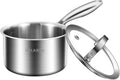 DELARLO Full-body Clad Tri-ply Stainless Steel 1 Quart Saucepan with Lid | Small Stainless Steel Pot Induction Cooking Sauce Pot Pan, Heavy Duty Saucier Cookware, Fast Even Heats, PFOA&PTFE Free