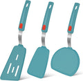 Beijiyi Silicone Spatula Turner Set of 3, 600°F Heat Resistant (Blue) | Flexible Spatulas for Nonstick Cookware, Cooking, Flipping, Egg & Pancake, BPA Free Kitchen Utensils, Dishwasher Safe