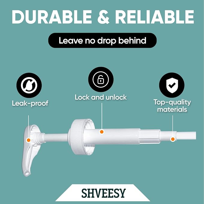 Gallon Pump Dispenser - for Plastic or Glass Bottles – Heavy-Duty Leak Proof for Commercial and Household Use - Plastic Pump for 1 Gallon Jug – Non-BPA Plastic (Pack of 4)