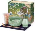 Matcha Whisk Set, Ceramic Matcha Set Includes Matcha Bowl and Matcha Whisk | Holder, Spout, Bamboo Scoop, Sifter and Tea Towel - 6 Pcs Matcha Kit Gift for Matcha Lovers Beginners