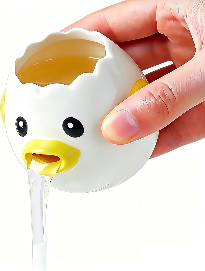 Ceramic Egg Filter Splitter, Funny Vomiting Chick Yolk White Separator | Multi-Purpose Baking Assistant Tool, Microwave & Dishwasher Safe, Hand-Painted Kitchen Gadget, Gift for Home Bakers