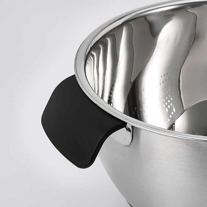 Rice Washing Bowl with Strainer Stainless Steel Quinoa Washer Bowl | Side Drainers Colander for Cleaning Fruits, Vegetables, and Beans - Versatile Kitchen Tool