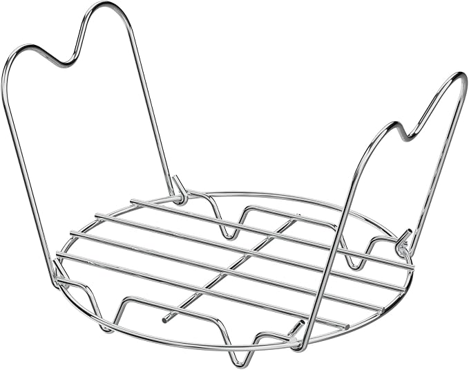 Steamer Rack Trivet for Instant Pot 6 Qt & 8 Qt with Handle, 7.7 in | 304 Stainless Steel Steam Rack with Foldable Long Handles for Pressure Cooker, Steaming, Cooking, Dishwasher Safe