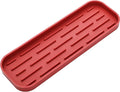 MicoYang Silicone Kitchen Sink Organizer Tray for Multiple Usage,Eco-Friendly Sponges Holder for Kitchen Bathroom Counter or Sink,Dish Soap Dispenser,Scrubber,Bottle,Cup (Red, 12"×4")