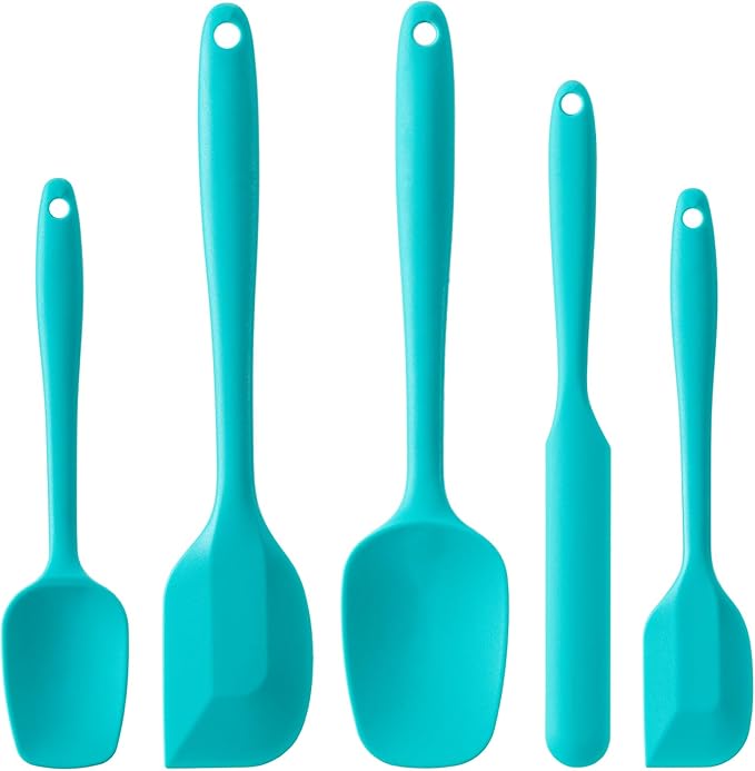 Silicone Spatula Set,5 Piece Food Grade Rubber Spatulas,Mint Green | Spatulas Silicone Heat Resistant for Baking,Cooking,and Mixing High Heat Resistant Non Stick Dishwasher Safe BPA-Free