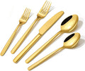 Gold Silverware Set, 40 Piece Flatware Cutlery Set for 8, 18/10 Stainless Steel Silverware Mirror Polished Dishwasher Safe for Home, Restaurant, Wedding, Party(Gold, 40 pieces for 8)