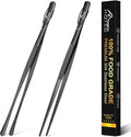 HOTEC Kitchen Tweezers Tongs Stainless Steel Professional Chef Tweezers, Set of 2-12inch Extra-Long Food Tongs for Cooking,Grill and Baking