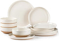 AmorArc Dinnerware Sets for 4, 12 Pieces Ceramic Plates and Bowls Set | Scratch Resistant Stoneware Dishes Set, Dishwasher & Microwave Safe, Light Beige