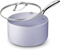 KOCH SYSTEME CS 4 QT Saucepan with Lid, 4 Quart Nonstick Ceramic Sauce pan with Stainless Steel Handle, Non-Toxic Cooking Pot, Induction Pot, Oven Safe, Compatible for All Stove Top, Gradient Purple