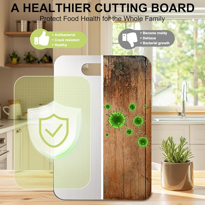 Titanium Cutting Board for Kitchen, Metal Non Stick Chopping Board | Upgrade Double Sided Food-Grade Titanium Board for Meat Cheese Vegetable 13.4*9 Inch