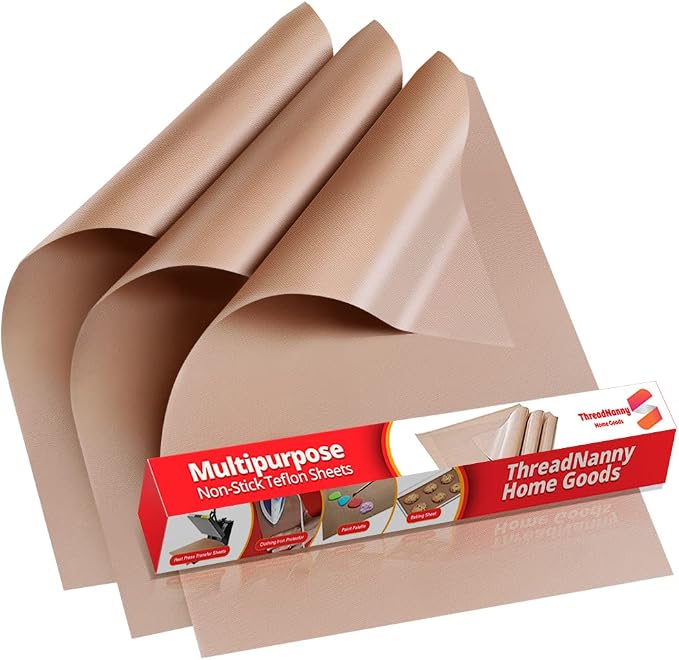 Teflon Sheets for Heat Press Paper and Baking, Reusable PTFE Cover Sheet | 3 Pack, Large 16x20, Teflon Sheet for Baking, Heat Resistant Range Mat, Food Safe, BPA & PFOA Free
