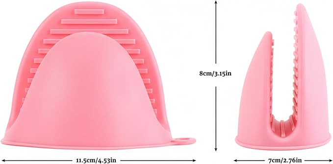 2 Pairs All Pink Mini Silicone Oven Gloves, Mini Finger Protector Pot Holder for Kitchen,Cooking,Baking,BBQHeat Resistant Gloves，can be Washed in the Dishwasher