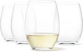 Amazon Basics Stemless White Wine Glasses, 14 oz., Dishwasher-Safe, 4-Piece Set