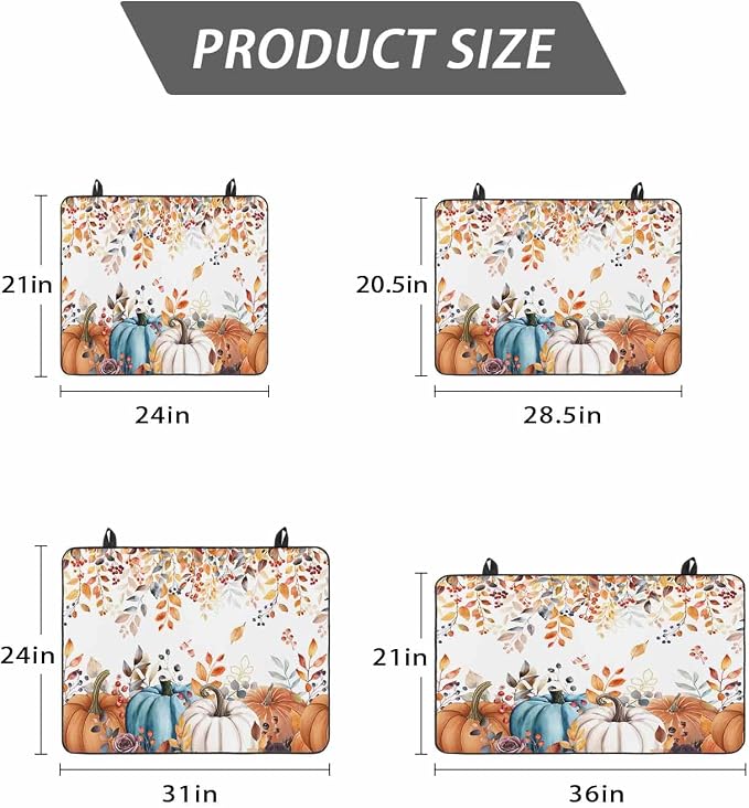 Stove Top Covers for Electric Stove 31x24 Inches, Fall Pumpkins HeatResistant Glass Cooktop Protector, Thanksgiving Weeping Leaves Watercolor Ceramic Stovetop Countertop Covers Vintage Mat, Oven Cover