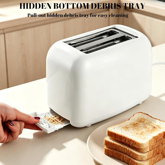 2-Slice Toaster, Extra Wide Slots for Bagels & Thick Bread, 6 Browning Settings, Removable Crumb Tray, Cancel Button