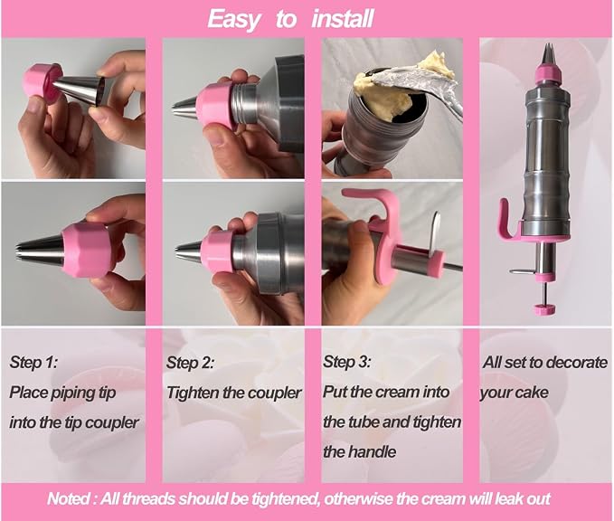 Dessert Decorating Piping Syringe Set Cake Decorating Tool | Cookie Gun Press, 6 Piping Icing Nozzles, For Baking, Cupcake, Deviled Eggs, Icing Decoration Gun, Frosting Piping Kit