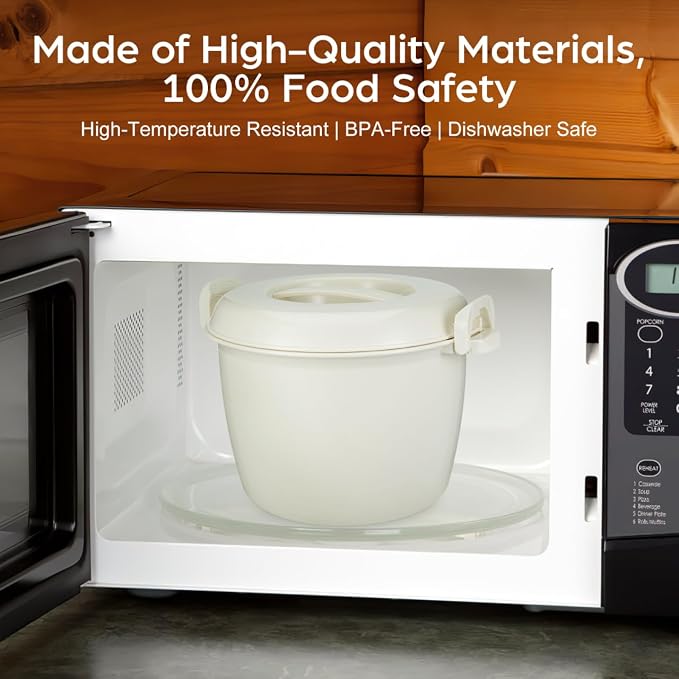 DOITOOL Microwave Rice Cooker 2.75 Quart Rice Steamer Cooker & Microwavable Pasta Maker with Steam Release Vent - 10 Cups Large Vegetable Steamer Bowl -, Dishwasher Safe