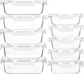 M MCIRCO 10 Pack Glass Food Storage Containers with Lids, White | Glass Meal Prep Containers,Airtight Lunch Containers with Lids, Microwave, Oven, Freezer and Dishwasher Friendly, BPA Free