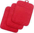 Anyi Pot Holders for Kitchen Heat Resistant, Cotton Hot Pads for Counter Table, Red Kitchen Pot Holders with Pocket
