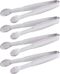 HINMAY 5" Mini Serving Tongs Tiny Stainless Steel Small Tongs, Set of 4 | Metal Tongs for Appetizers, Tea Party, Coffee Bar, Desserts