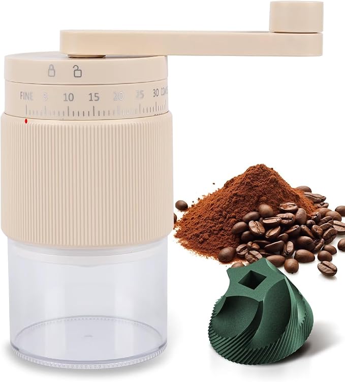 Manual Coffee Grinder with 95 Ceramic Conical Burr, 35 Adjustable Grind Settings, Portable Coffee Mill for Espresso, Pour Over & French Press, Camping & Home