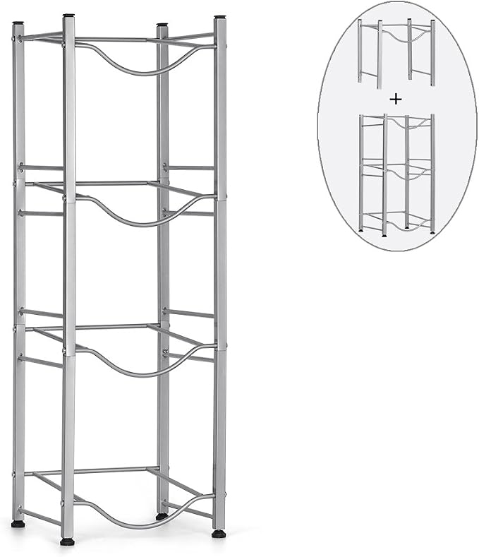 LIANTRAL Water Cooler Jug Rack, 5 Gallon Water Jug Holder Water Bottle Storage Rack, 5 gallon water bottle holder, water jug holder, 4 Tiers, Silver | 4-Tier Silver,Heavy-Duty Steel,Rustproof,Easy Assembly,Floor Protection,Save Space, Detachable,Perfec...