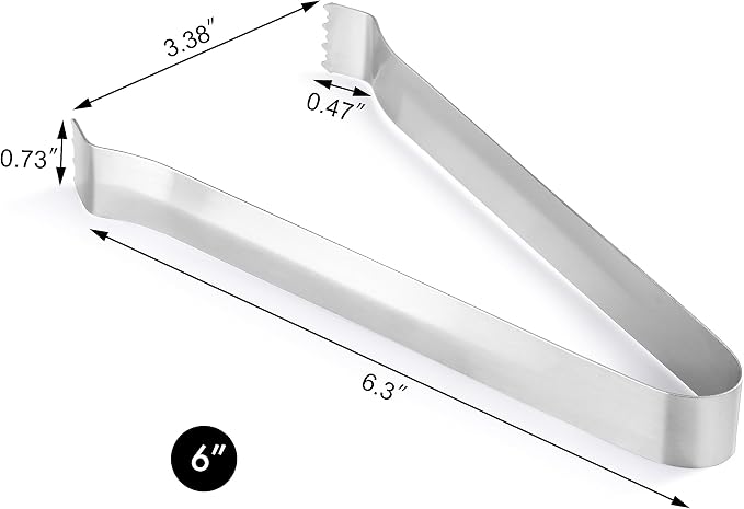 New Star Foodservice Restaurant-Grade Pom Tong, Stainless Steel, 6.5 Inch, Set of 6, Silver