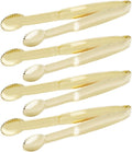 HINMAY Mini Appetizer Tongs 5.75" Stainless Steel Tongs, Set of 4 (Gold) | Small Tongs for Serving, Tea Party, Coffee Bar, Desserts