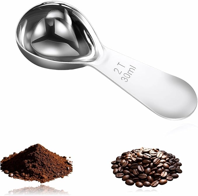 1 Tbsp(30ml) Coffee Scoop,Stainless Steel Measuring Spoons for Coffee,Protein Powder,Sugar,Easy Read Laser Engraved Mark,Short Handle Fits in Container,Rust-Resistant,Drop-Resistant (2T 30ml)
