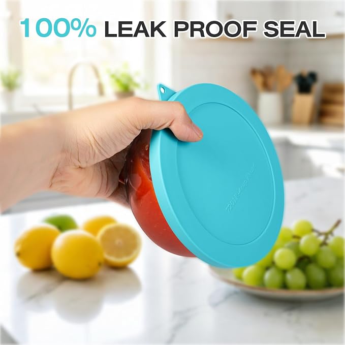 Silicone Lids Replacement for Snapware 7201R 4 Cup Round Glass Storage Containers (Containers Not Included) (Blue - 4 Pack)