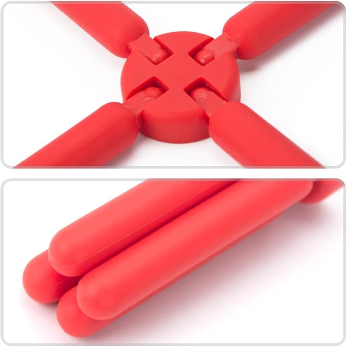 SourceTon 6 Pack Non-Slip Foldable Silicone Trivets in Cute Colors, Silicone Pot Holder, Hot Pad, Pot Holder, Free Bonus Spoon Rest/Balloon Whisk Rest