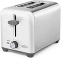 BELLA 2 Slice Toaster, Quick & Even Results Every Time, Wide Slots Fit Any Size Bread Like Bagels or Texas Toast, Drop-Down Crumb Tray for Easy Clean Up, Stainless Steel and White