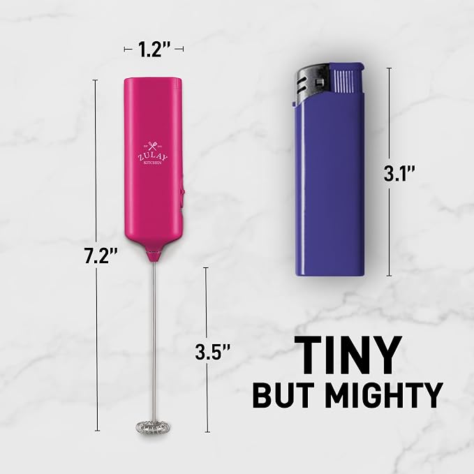 Mini & Mighty Milk Frother Wand – Powerful Handheld Coffee Frother, Battery Operated Drink Mixer – Compact Pocket Size – Detachable Whisk for Latte, Cappuccino, Matcha, Hot Chocolate