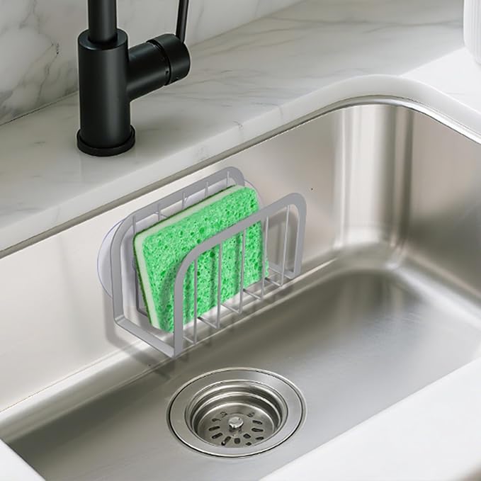 Sponge Holder for Kitchen Sink,Kitchen Sink Caddy with Sponge Holder-Silver