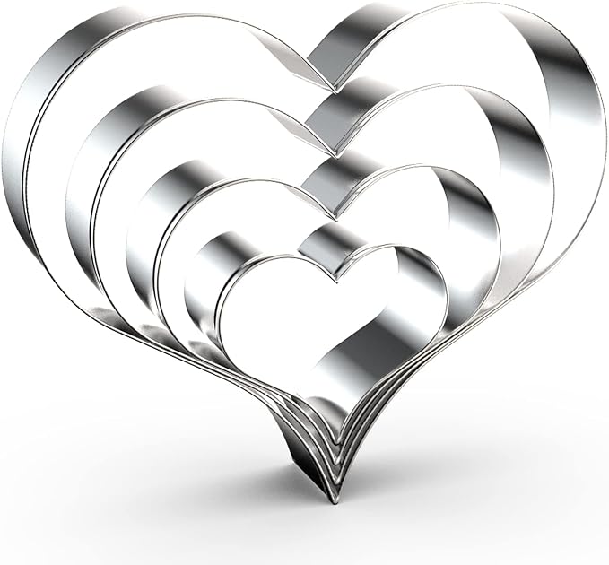 Heart Cookie Cutter Set Large/Small/Mini - 5 Inch, 4 Inch, 3 Inch, 2 Inch - 4 Piece Valentine's Heart Shaped Cookie Cutters Shapes Biscuit Molds for Baking - Stainless Steel