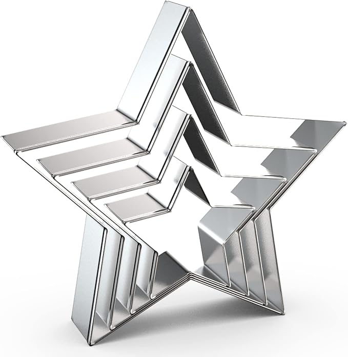 Pentagram Star Cookie Cutter Set Large - 5 Inch, 4 Inch, 3 Inch, 2 Inch - Geometric Cookie Cutters Shapes Molds - Stainless Steel