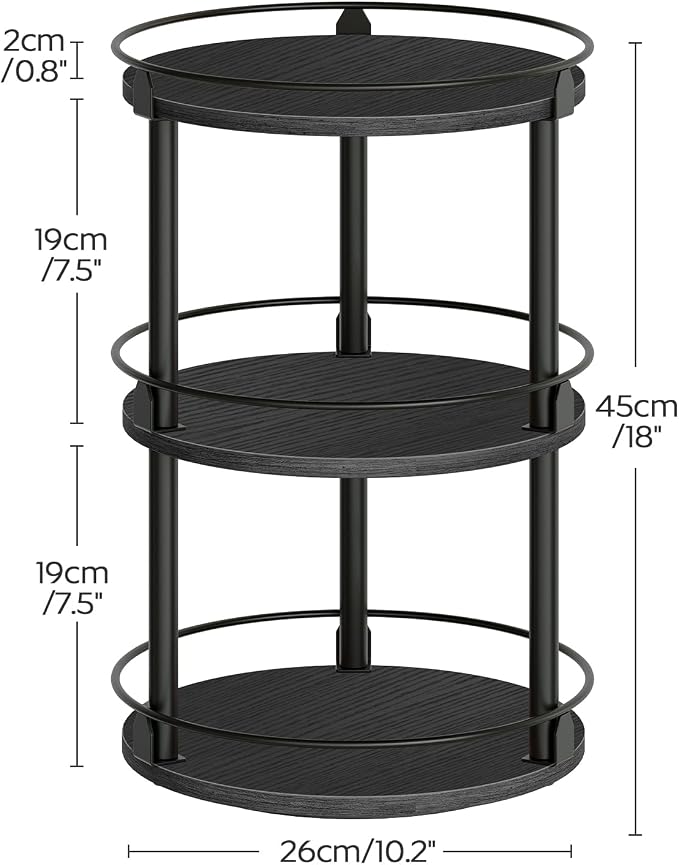 Spice Rack, Set of 2 Lazy Susan Organizer, 3 Tier Turntable Organizer For Cabinet, Compact and Versatile, for Kitchen Countertop, Black SR23L2BB