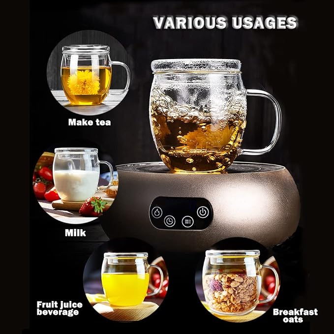 Glass Tea Cup with Infuser and Lid, 17 oz Clear Loose Leaf Tea Infuser Mug | Borosilicate Glass Tea Infuser for Black Tea, Teacup or Tea Steeper with Strainer for Brewing, Gift for Women and Tea Lovers