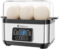 Tesslux Electric Egg Cooker, 6-Egg Boiler for Hard, Soft, Poached, Silver | LED Countdown Timer, Touch Control, Poaching Bowl, Omelet Maker, Stainless Steel, Auto Shut-Off, Buzzer Alert, Compact