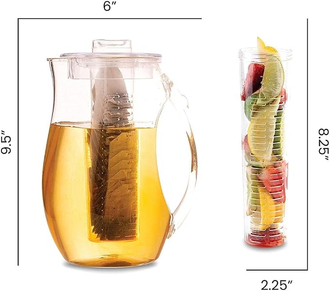 Water Infuser Pitcher By Home Essentials & Beyond – Shatterproof Acrylic – Elegant Durable Design – Ideal for Iced Tea, Fruit Infused Water and Juice (93 oz)