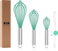 OYV Teal Silicone Whisk Set of 3, 8/10/12 Inch, Non-Scratch, Aqua | BPA-Free Silicone, Heat Resistant Up to 480°F, Stainless Steel Core, Dishwasher Safe, Nonstick-Safe