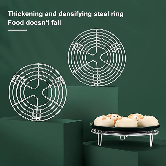 3-in-1 Stainless Steel Steamer Rack & Cooling Rack – Multi-Functional Pot Trivet for Cooking, Baking, Dishwasher Safe, Fits Most Pots & Pans (16cm, Silver)(Silver,Size:16x4cm)