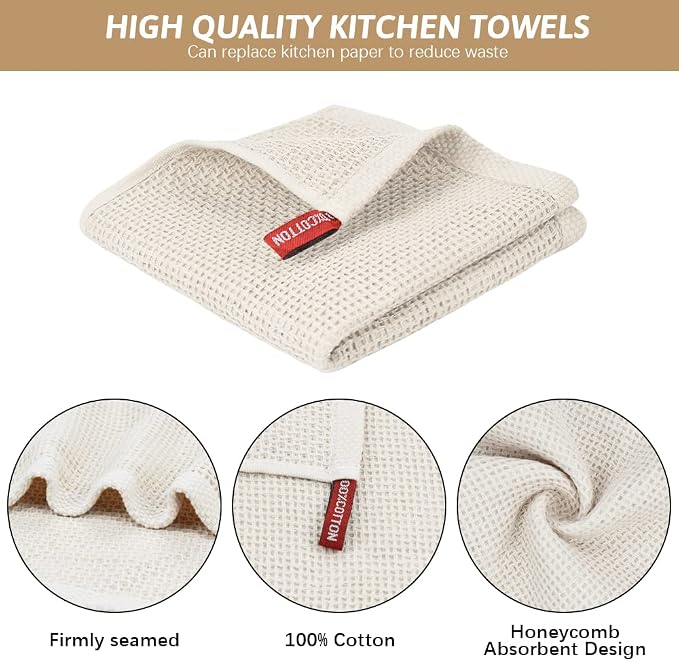 Nialnant 12 Pack Kitchen Dish Towels,100% Cotton | Hand Towels for Kitchen, Soft & Absorbent Dish Cloths for Washing Dishes,Cleaning Rags - 13x28in