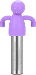Loose Leaf Tea Steeper Infuser Extra Fine Mesh Stainless Steel, Purple | Stainless Steel Fun Person-shaped Design Tea Strainer Filter with Silicone Handle for Loose Tea Ball for Cup Mug