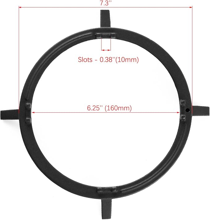 Charbrofire Wok Ring, Wok Support Ring Gas Stove Parts Compatible with GE Stove Cast Iron Burner Grate Stand W10216179 Whirlpool Kitchenaid Samsung Bosch Jenn Air Kitchen 7 Inch Stove Accessories