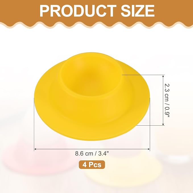 uxcell 4 Pack Soft Boiled Egg Holder, Nonstick Silicone Egg Poacher Cups Poached Cups Kitchen Breakfast Gadget for Microwave Air Fryer Stove Top Cooking Boiled Poached, Yellow