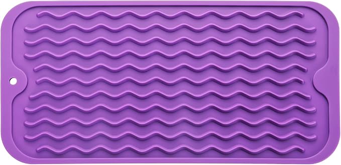 MicoYang Silicone Dish Drying Mat for Multiple Usage,Easy clean,Eco-friendly,Heat-resistant Silicone Mat for Kitchen Counter or Sink,Refrigerator or Drawer Liner Purple S 12 inches x 6 inches